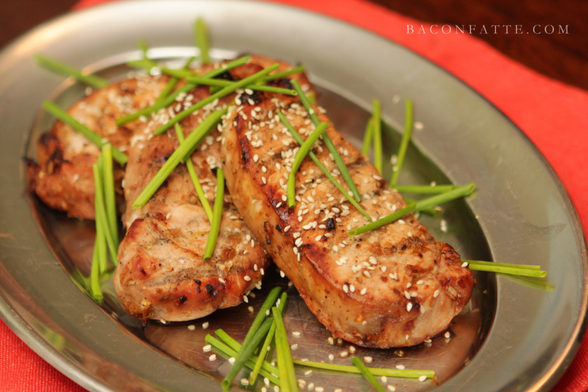 Grilled Honey Soy Pork Chops recipe from BaconFatte.com