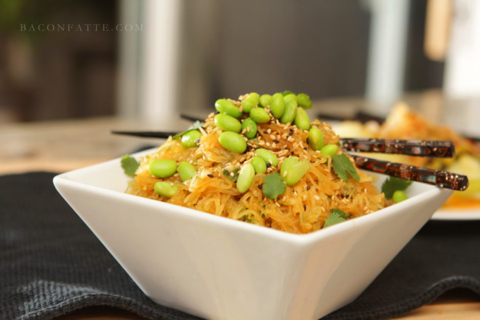 Sesame Spaghetti Squash recipe from BaconFatte.com