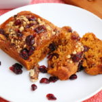 Spiced Pumpkin Mini Cakes with Mulled Cranberries and Brandy Brown Butter Glaze recipe from BaconFatte.com
