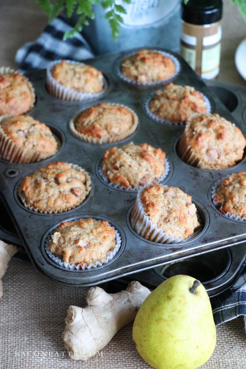 Spiced Bakery Style Ginger Pear Muffins – BaconFatte.com