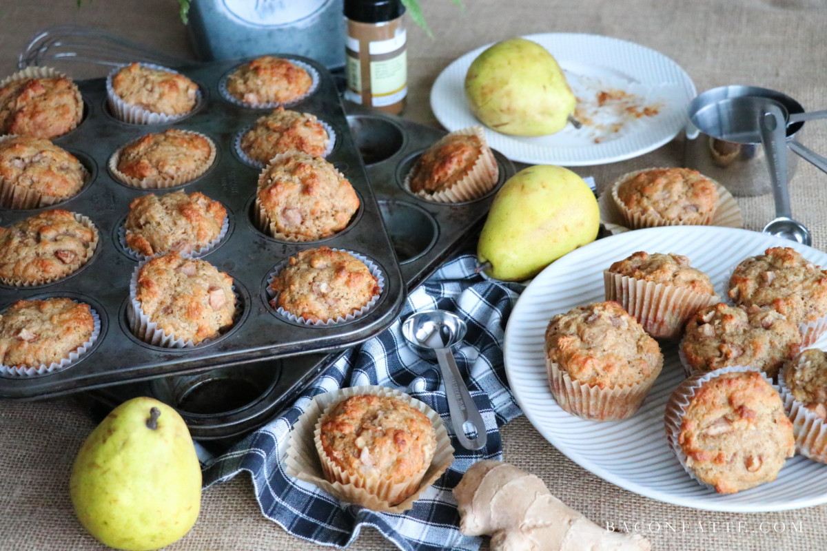 Spiced Bakery Style Ginger Pear Muffins – BaconFatte.com