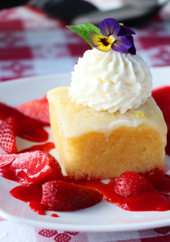 Lemon Cake with Strawberries at Cafe Seiche
